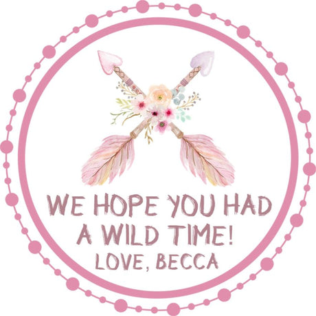 Personalized boho pink birthday sticker for girls
