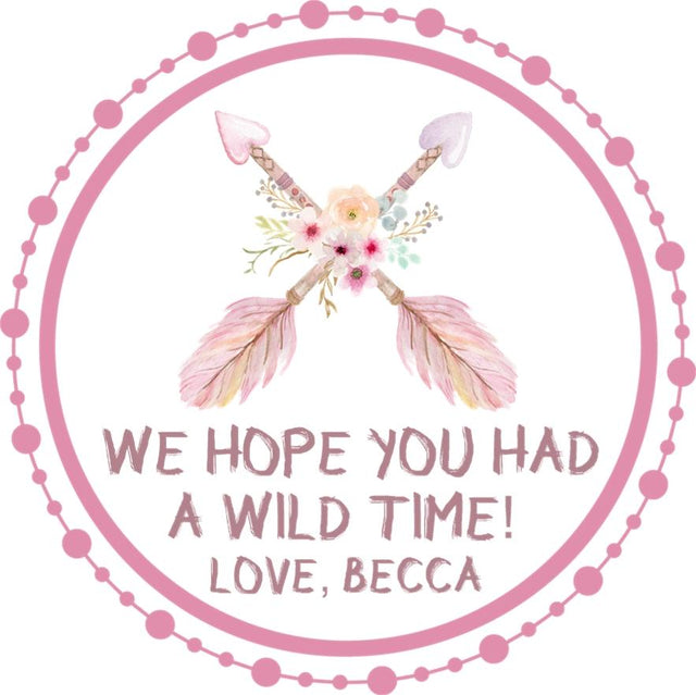 Personalized boho pink birthday sticker for girls