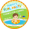 Personalized boy pool party sticker design