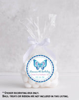 Personalized butterfly birthday favor sticker with name