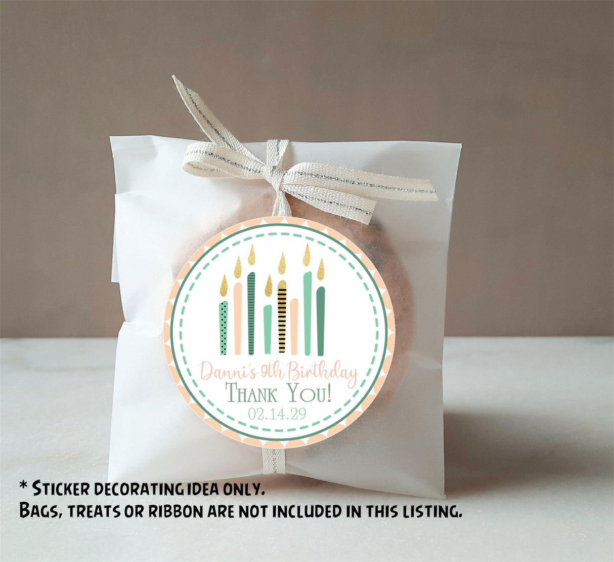 Personalized candle themed party sticker