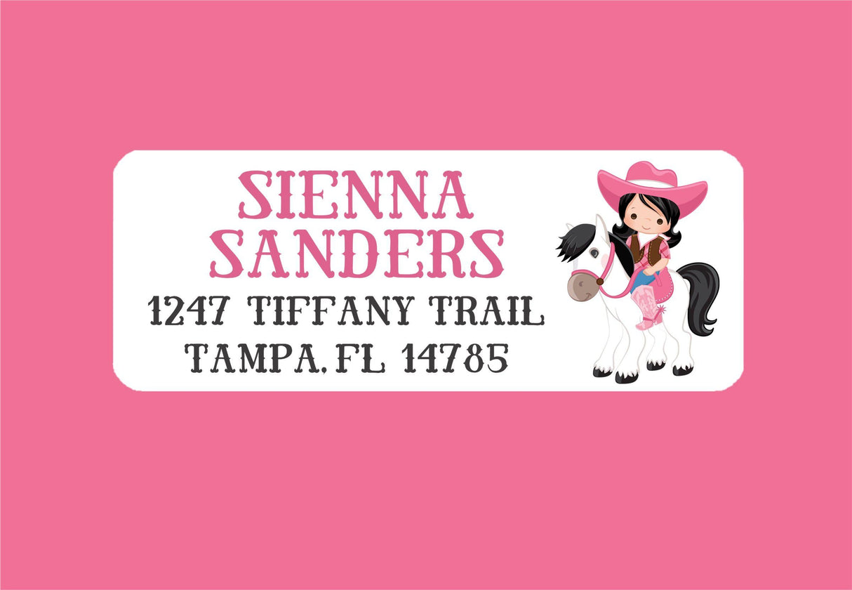 Personalized cowgirl return address labels