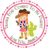 Personalized cowgirl thank you sticker for girls party