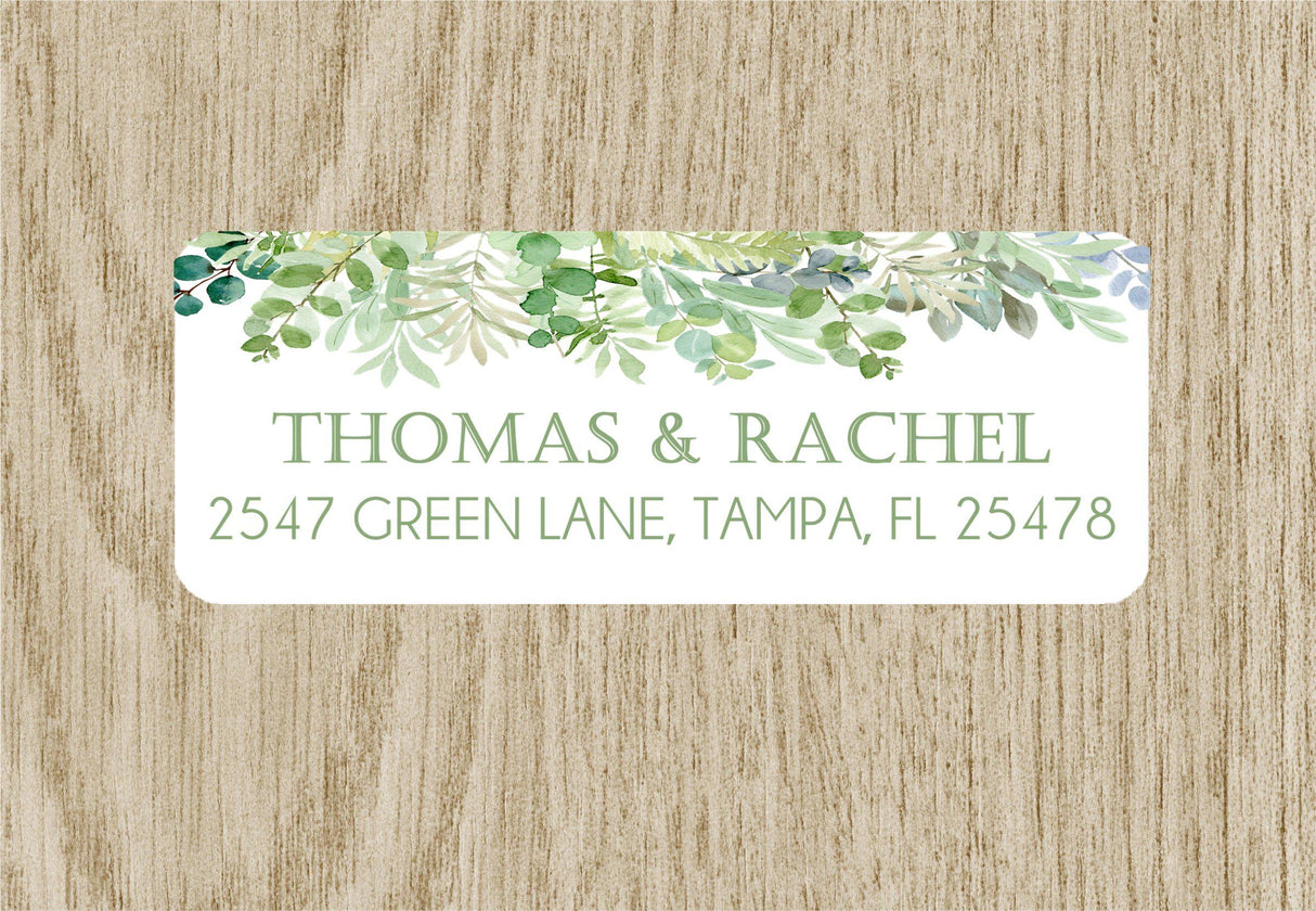 Personalized eucalyptus foliage address labels