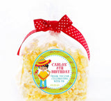 Personalized fiesta sticker with sombrero and poncho