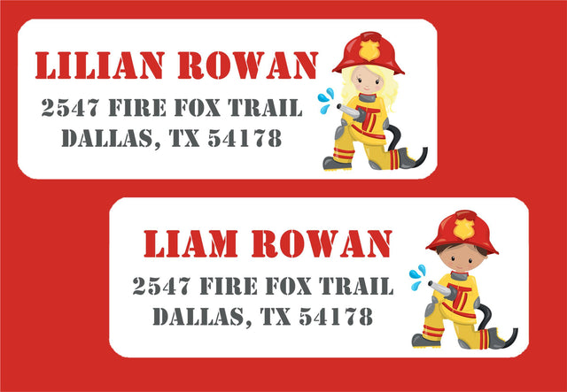 Personalized firefighter name and address labels