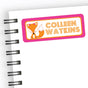 Personalized fox back to school name label with pink polka dot border
