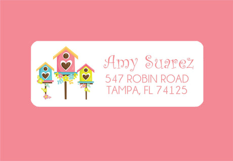 Personalized garden birdhouse address label design