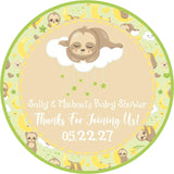 Personalized gender-neutral sloth baby shower labels