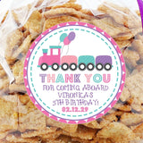 Personalized girl train party favor label