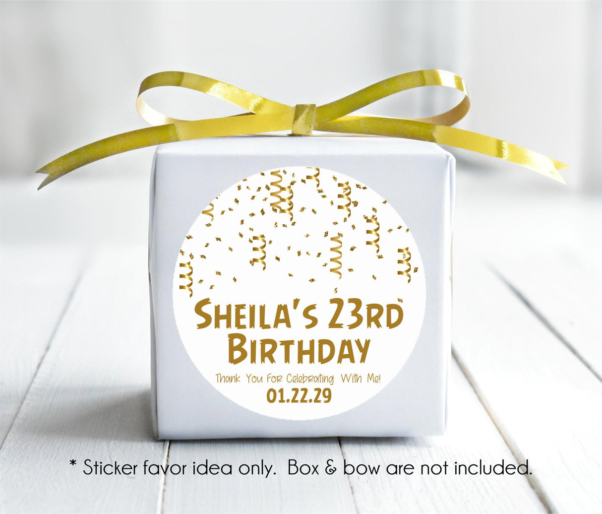 Personalized gold birthday celebration sticker