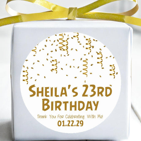 Personalized gold birthday celebration sticker