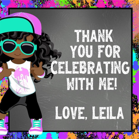 Personalized graffiti style birthday sticker for girls