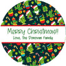 Personalized holiday cactus favor labels with repeating design