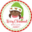 Personalized holiday elf sticker for Christmas favors