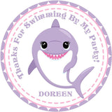 Personalized lavender shark party favor label