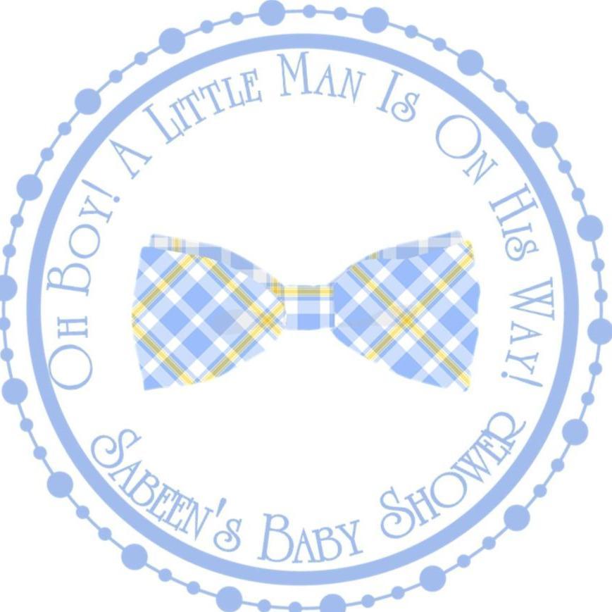 Personalized little man baby shower favor sticker