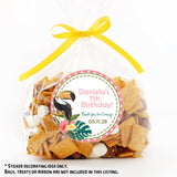 Personalized luau toucan party favor sticker