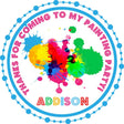 Personalized paint splatter sticker for kids birthday