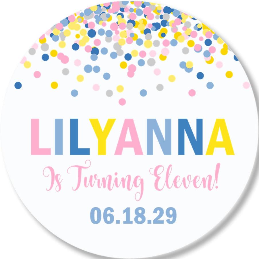 Personalized pastel confetti thank you sticker