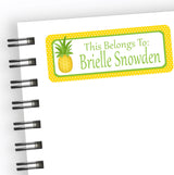 Personalized pineapple school name label with fruit illustration