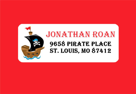Personalized pirate ship return address stickers