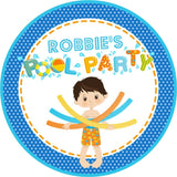 Personalized pool noodle boy birthday sticker design