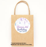 Personalized purple and blue birthday favor sticker