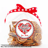 Personalized red Valentine sticker for kids school exchange