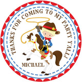 Personalized rodeo themed birthday label