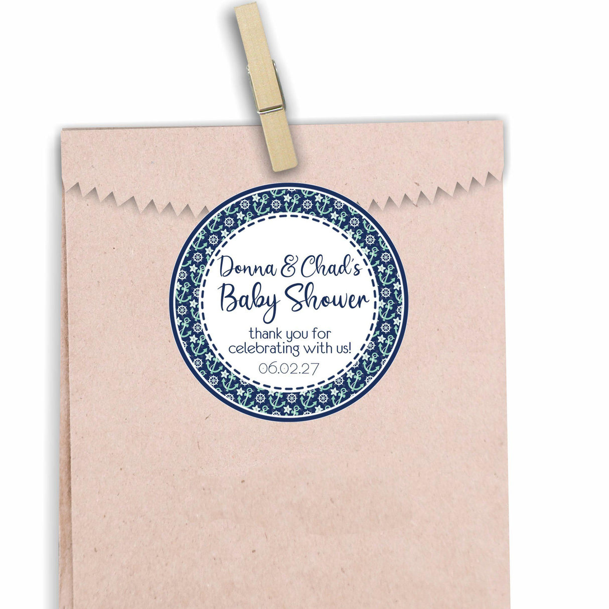 Personalized sailor theme baby shower sticker