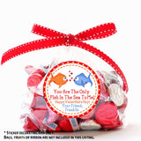 Personalized sea fish Valentine favor sticker for school exchanges
