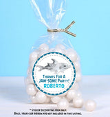 Personalized shark party favor label with ocean theme
