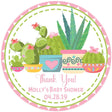 Personalized succulent baby shower favor label for girls