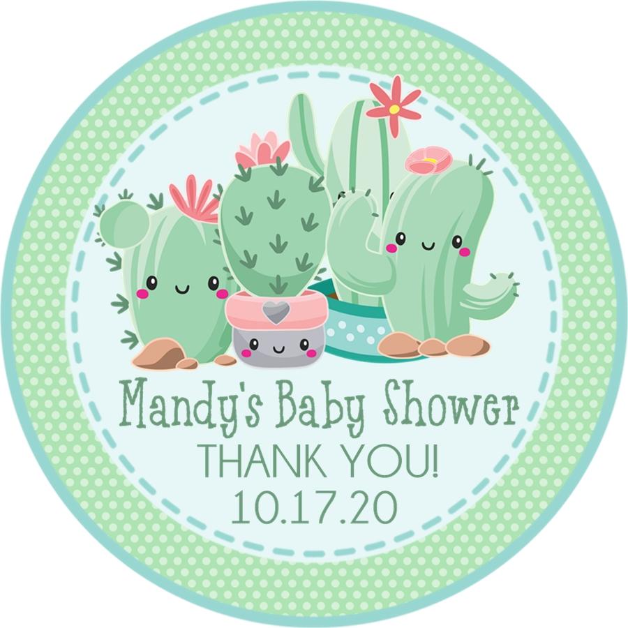 Personalized succulent theme baby shower favor stickers