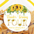 Personalized sunflower party favor label with custom age