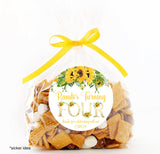 Personalized sunflower party favor label with custom age