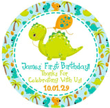 Personalized toddler dino party favor label