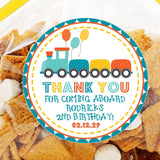 Personalized train theme party favor label