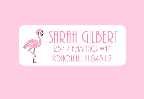 Personalized tropical flamingo address stickers