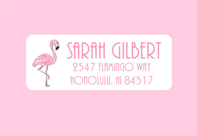 Personalized tropical flamingo address stickers