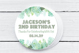 Personalized tropical leaf party favor label
