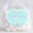 Personalized turquoise birthday favor sticker