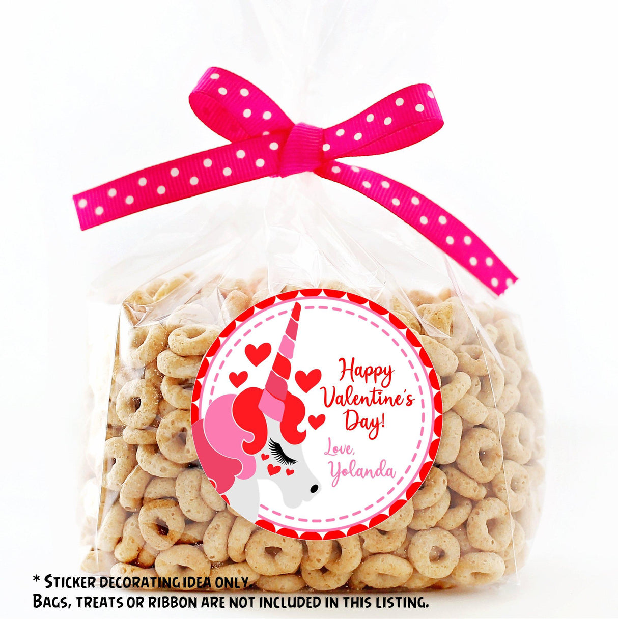 Personalized unicorn Valentine sticker for kids school exchanges