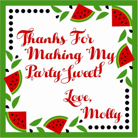 Personalized watermelon theme birthday sticker