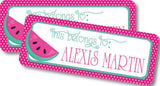 Personalized watermelon themed school supply labels