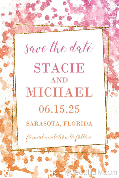 Pink And Copper Wedding Save The Date Cards