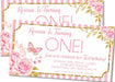Pink And Gold Butterfly 1st Birthday Party Invitations