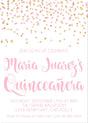 Pink And Gold Confetti Quinceanera Invitations