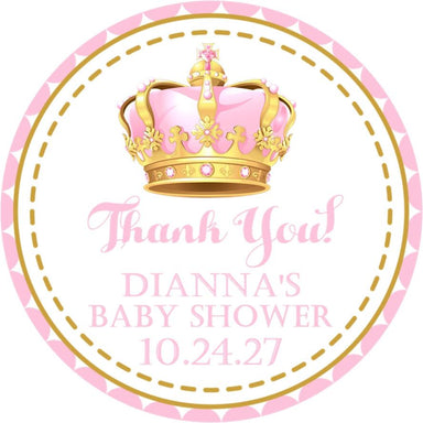 Pink And Gold Princess Baby Shower Stickers Or Favor Tags
